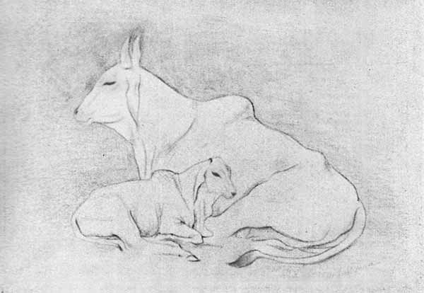 М.М.Нахман. Мать и дитя (Mother and Child). 1941. Бумага, карандаш. Бомбей, Индия
