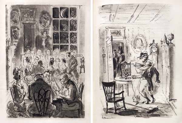 Иллюстрации к роману Ч.Диккенса «Посмертные записки Пиквикского клуба». 1932. Бумага, тушь, перо, сепия
