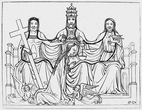 Венчание Св.Троицей Богоматери. Иллюстрация из книги А.Дидрона «Иконография христианства»
