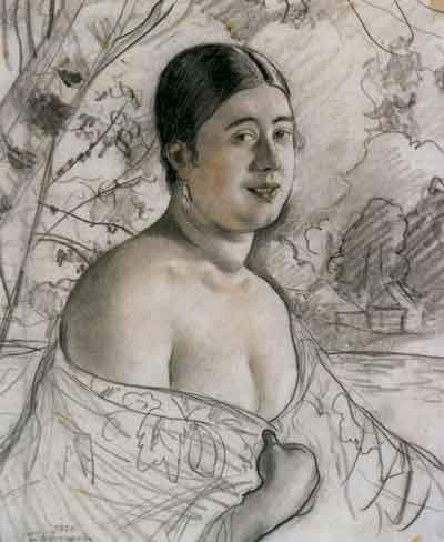 Б.Кустодиев. Портрет О.И.Шимановской. 1924. Карандаш, сангина

