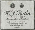 Первое рекламное объявление придворного ювелира Вильгельма Болина об открытии нового магазина в Стокгольме в 1916 году