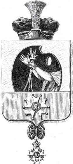 Дворянский герб, пожалованный Ж.Л.Давиду Наполеоном в 1808 году
