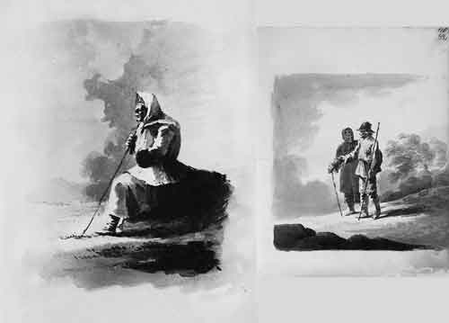 Рисунки К.Н.Батюшкова (?) из альбома С.Д.Пономаревой. Около 1818 года. (Ф.1336. Оп.1. Ед.хр.45. Л. 49, 59)
