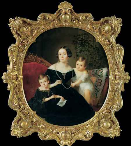 Неизвестный художник. Портрет молодой женщины с двумя детьми. 1845 [1]
