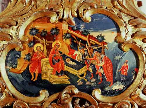Рождество Христово. Картуш праздничного ряда иконостаса. ХVIII век 
