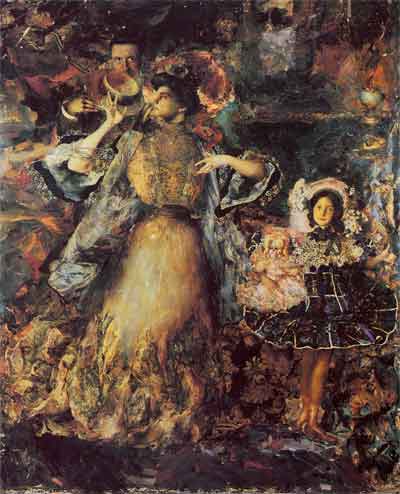 Ф.Малявин. Автопортрет с женой и дочерью. 1910. Аукцион «Сотбис», 1998
