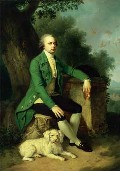 Я.Ф.Хаккерт, И.Б.Лампи. Портрет Н.Б.Юсупова с собакой. Между 1786 и 1789. Холст, масло. ГЭ
