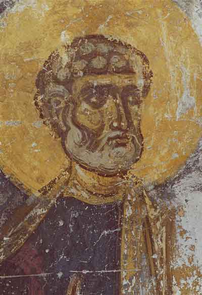 Апостол Петр. Фрагмент Деисусного чина в Мартириевской паперти. Фреска. Около 1144 года
