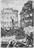 Революция в Германия. Баррикады у ратуши в Кёльне. 1848