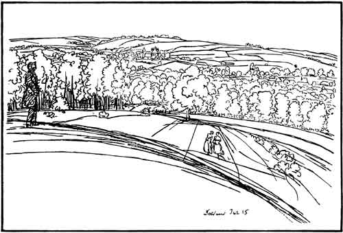 Вид от усадьбы А.П.Киреевской (Елагиной) на село Долбино. Рисунок В.А.Жуковского
