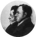 В.А.Жуковский и А.И.Тургенев в Париже. Гравюра Э.Бушарди. 1827