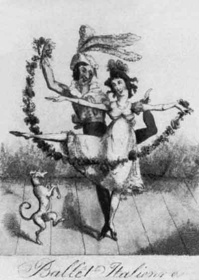 Неизвестный художник. Карикатура на итальянский балет. 1795
