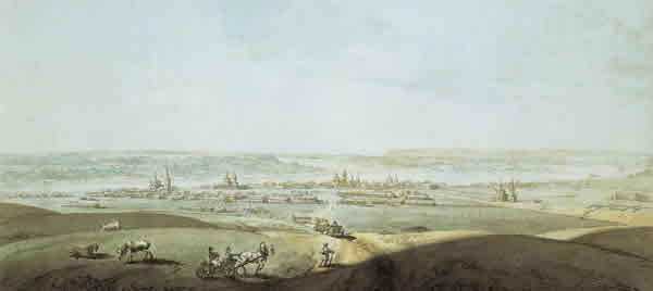 Вид Царицына с саратовской дороги. 1803. Акварель
