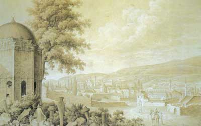 Вид ханского дворца в Бахчисарае. 1804. Сепия, тушь, кисть, перо
