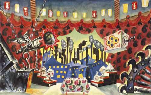 Б.М.Кустодиев. Эскиз декорации «Англия» к спектаклю «Блоха» Е.И.Замятина. 1926
