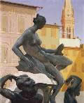 Флоренция. Площадь Синьории. Нимфа на фонтане Нептуна. Конец 1950-х годов. Грунт с левкасом, темпера
