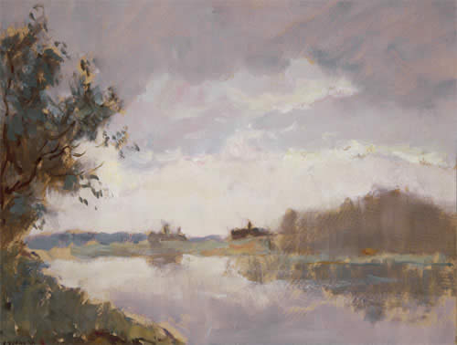 На Псковском озере. 1938. Картон, масло
