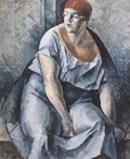А.Самохвалов. («Круг художников»). Портрет сидящей женщины. 1920-е годы. Холст, масло. Местонахождение неизвестно